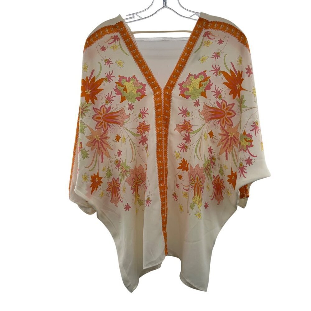 Rose + Olive Women's Floral Blouse V-Neck Half Sleeve Size Medium